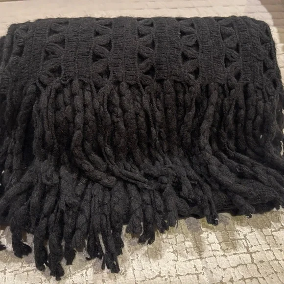 Steve Madden Womens Chunky Cold Weather Scarf Black - Picture 5 of 9